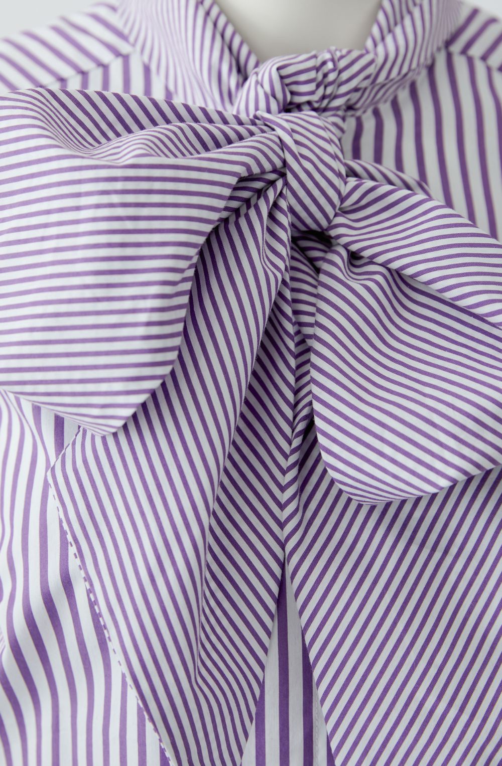 Violet and White Striped Pussy Bow Shirt