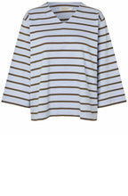 Zen Blue Striped Brivora V-Neck Sweatshirt