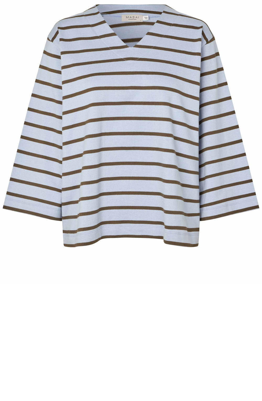 Zen Blue Striped Brivora V-Neck Sweatshirt