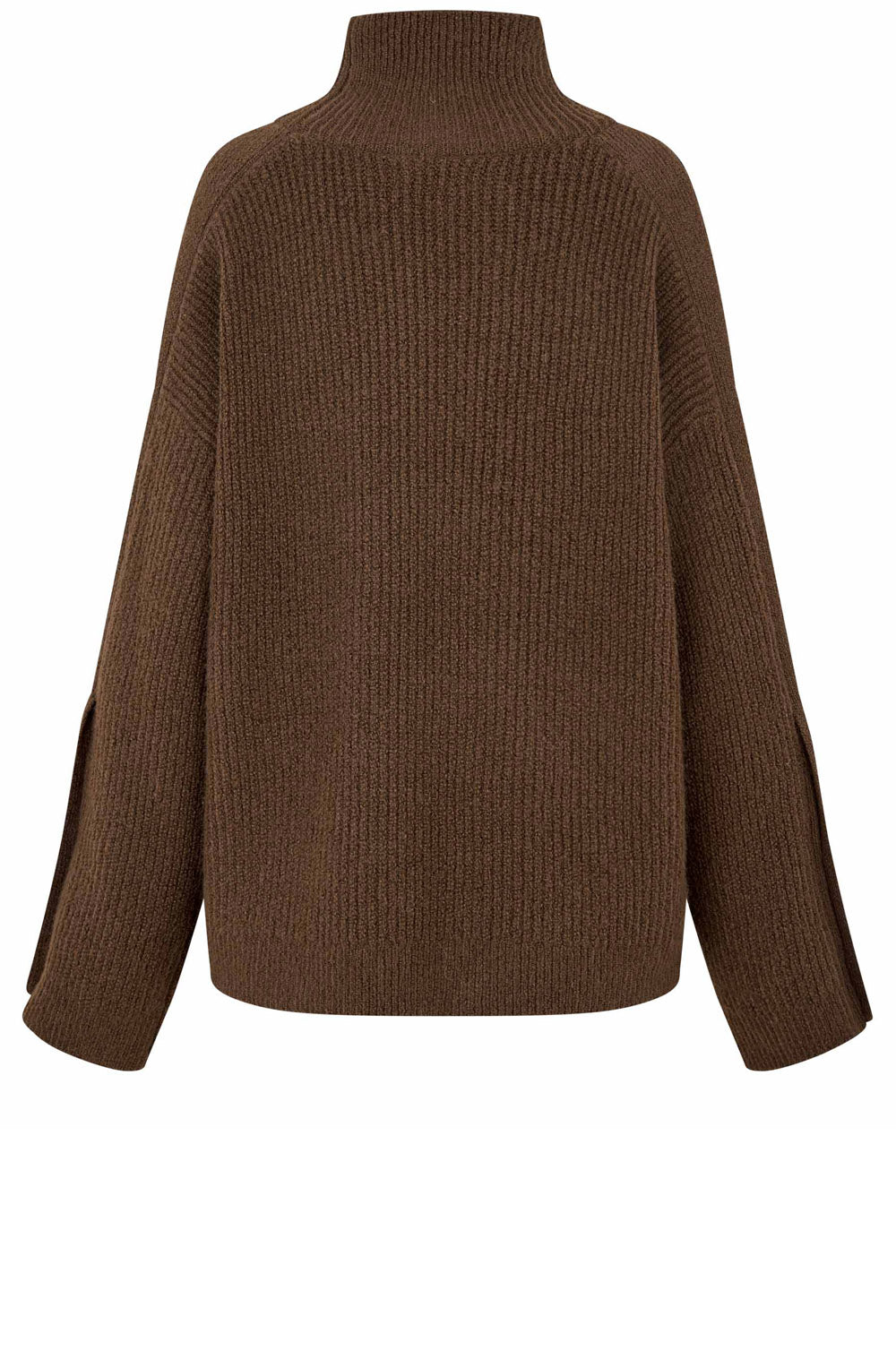 Fanya Slate Black Brown High Neck Button Sleeves Jumper