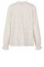 Jet Stream Appliqué Flowers Belise Ruffle Neck Blouse