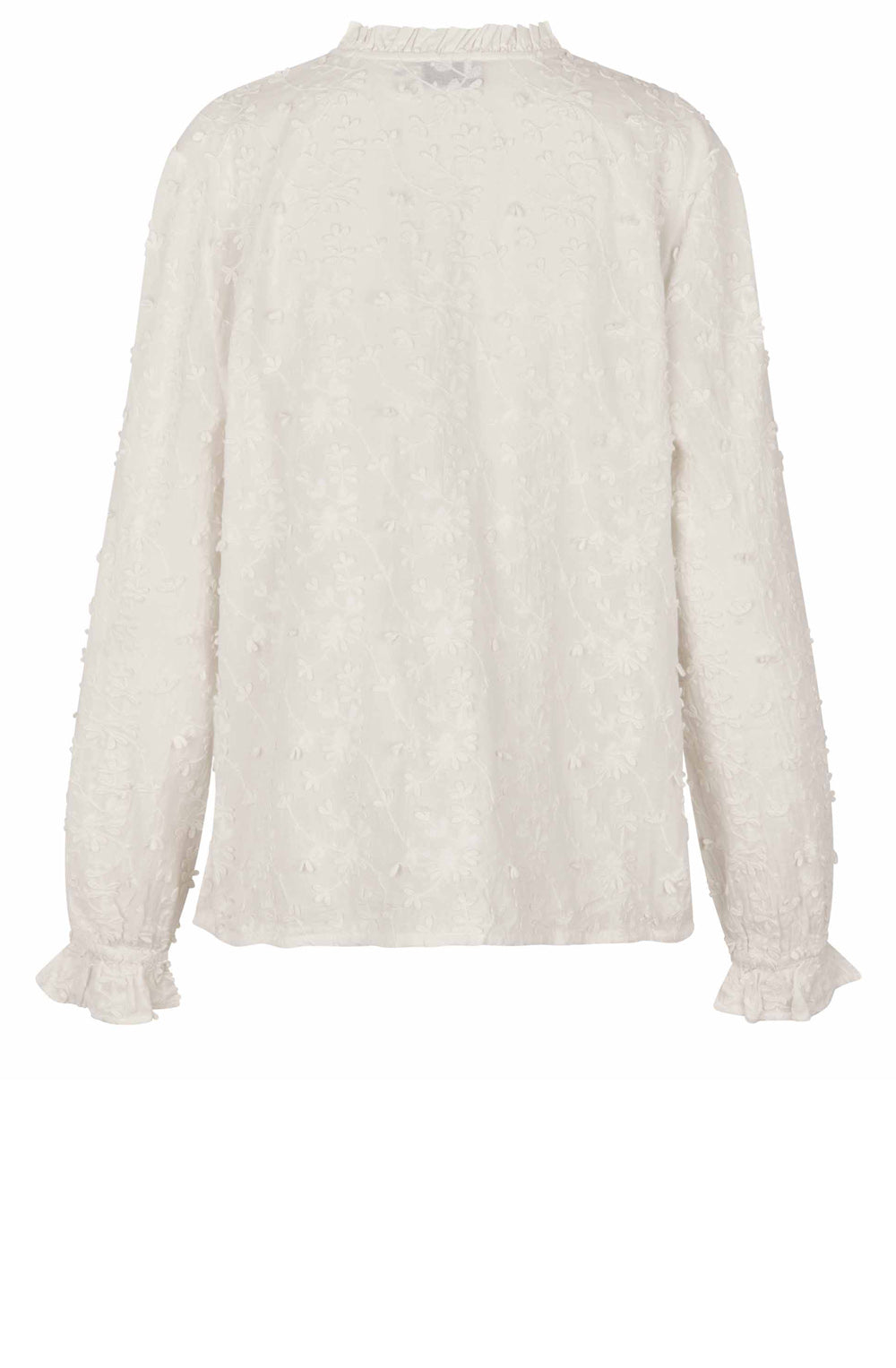 Jet Stream Appliqué Flowers Belise Ruffle Neck Blouse