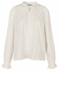 Jet Stream Appliqué Flowers Belise Ruffle Neck Blouse