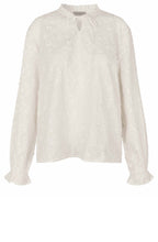 Jet Stream Appliqué Flowers Belise Ruffle Neck Blouse