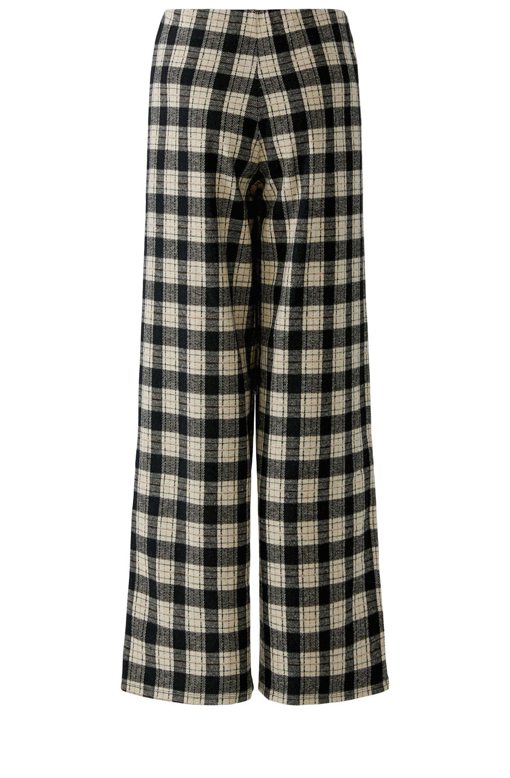 Black and Beige Brushed Check Wide Leg Trousers