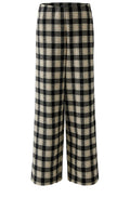 Black and Beige Brushed Check Wide Leg Trousers