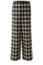 Black and Beige Brushed Check Wide Leg Trousers
