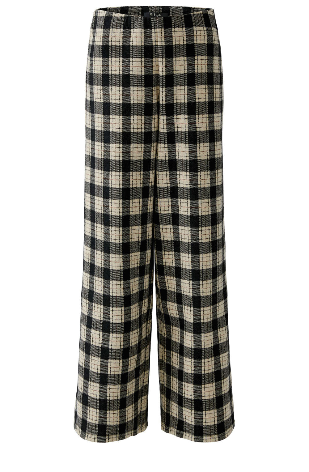 Black and Beige Brushed Check Wide Leg Trousers