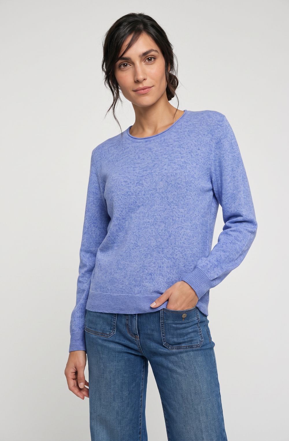 Cobalt Melange Round Neck Henny Jumper