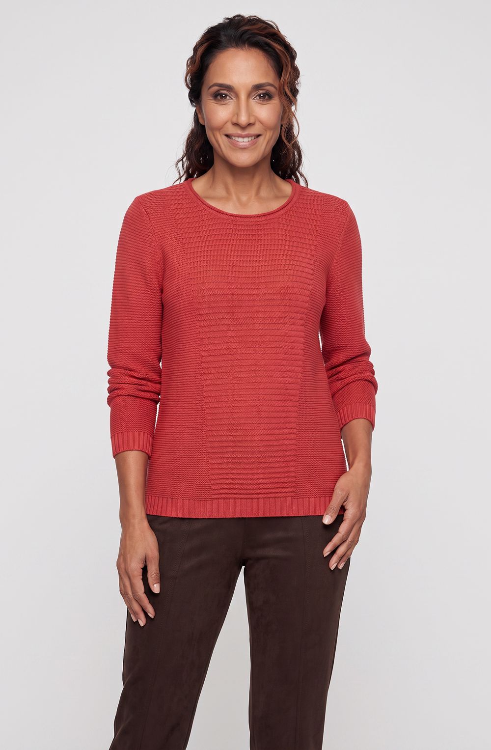 Sienna Red Horizontal Knit Henny Jumper