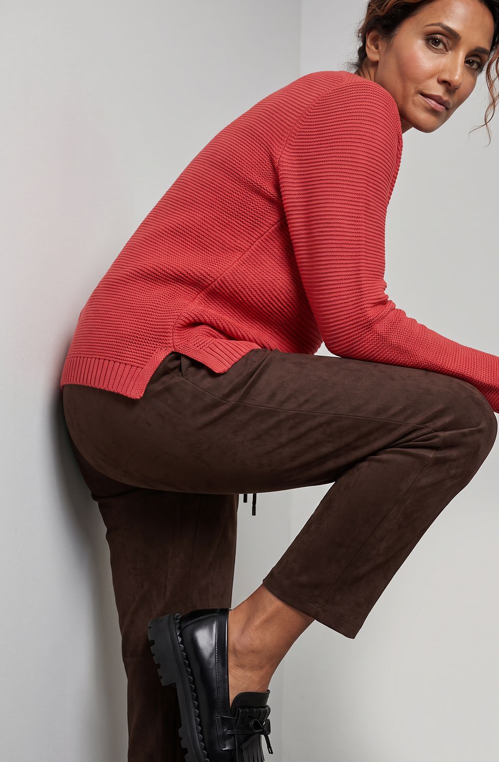 Sienna Red Horizontal Knit Henny Jumper