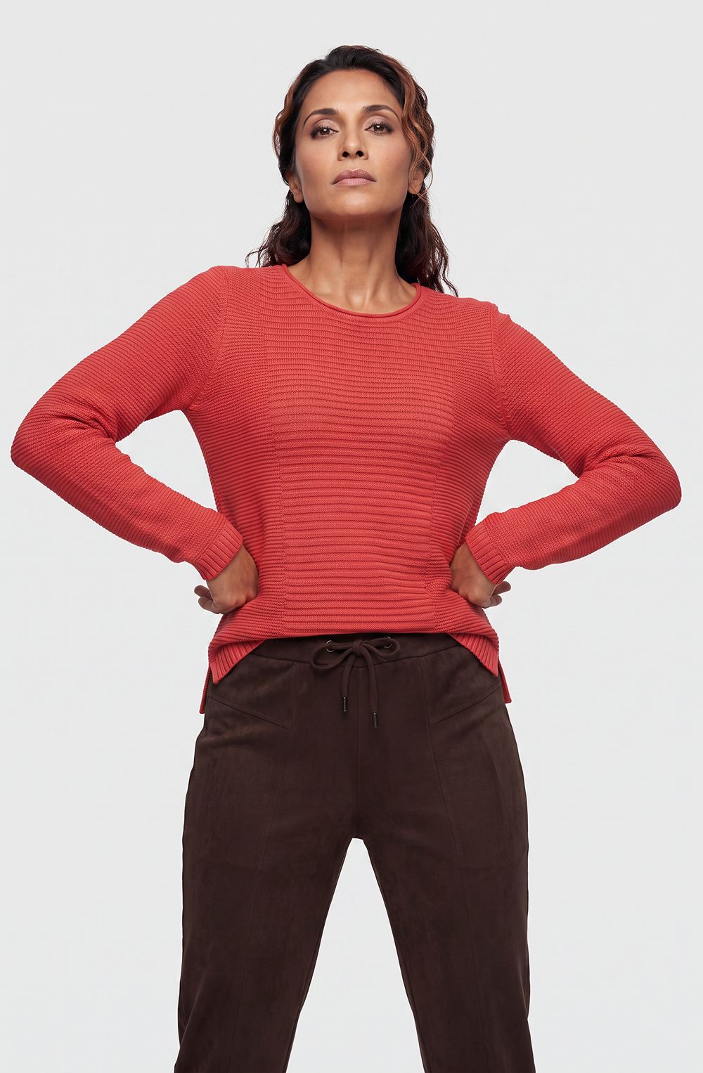 Sienna Red Horizontal Knit Henny Jumper