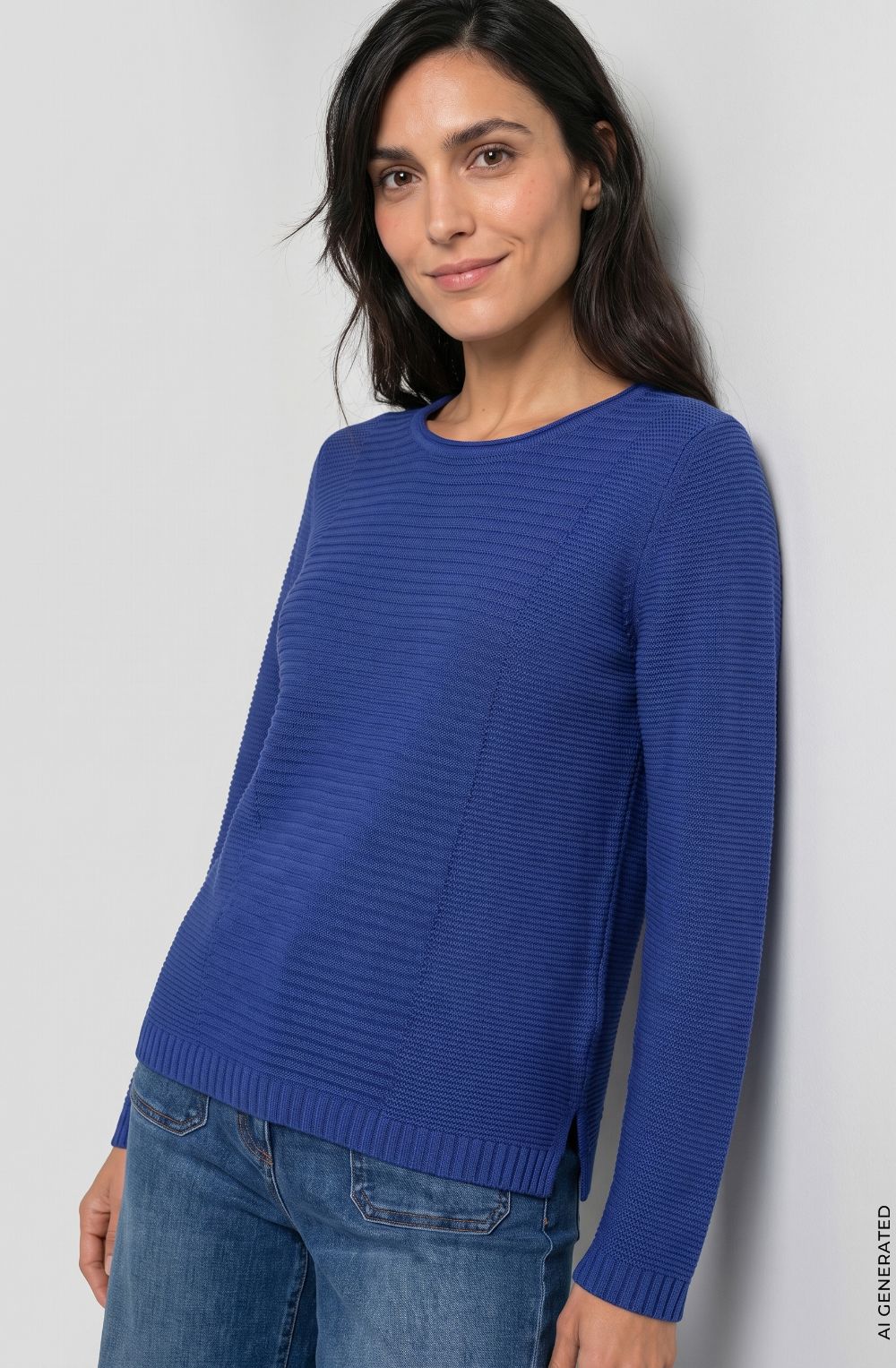 Cobalt Blue Horizontal Knit Henny Jumper