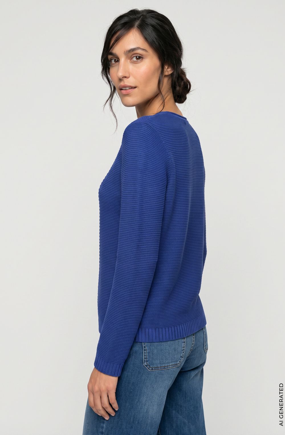 Cobalt Blue Horizontal Knit Henny Jumper