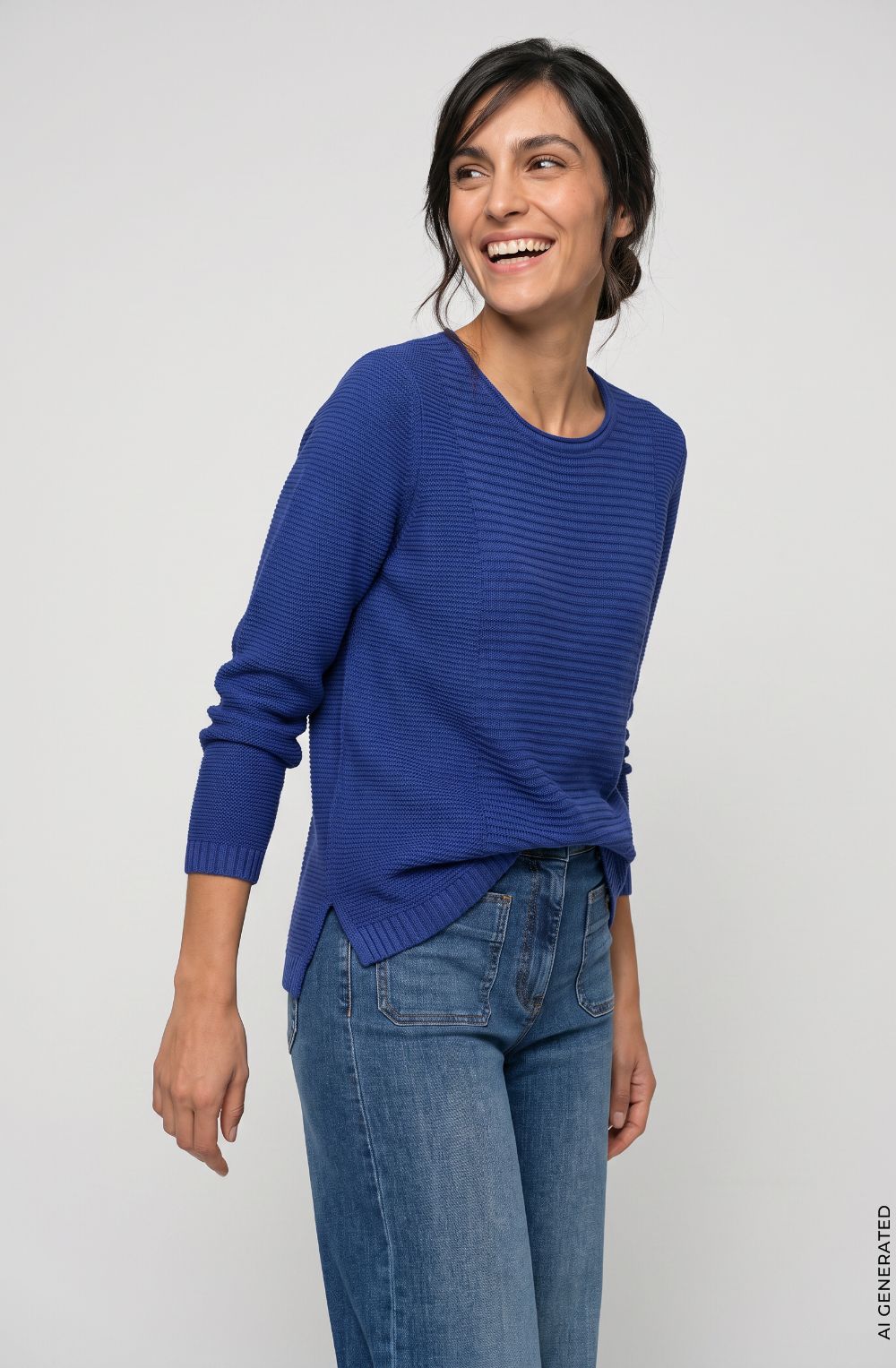 Cobalt Blue Horizontal Knit Henny Jumper