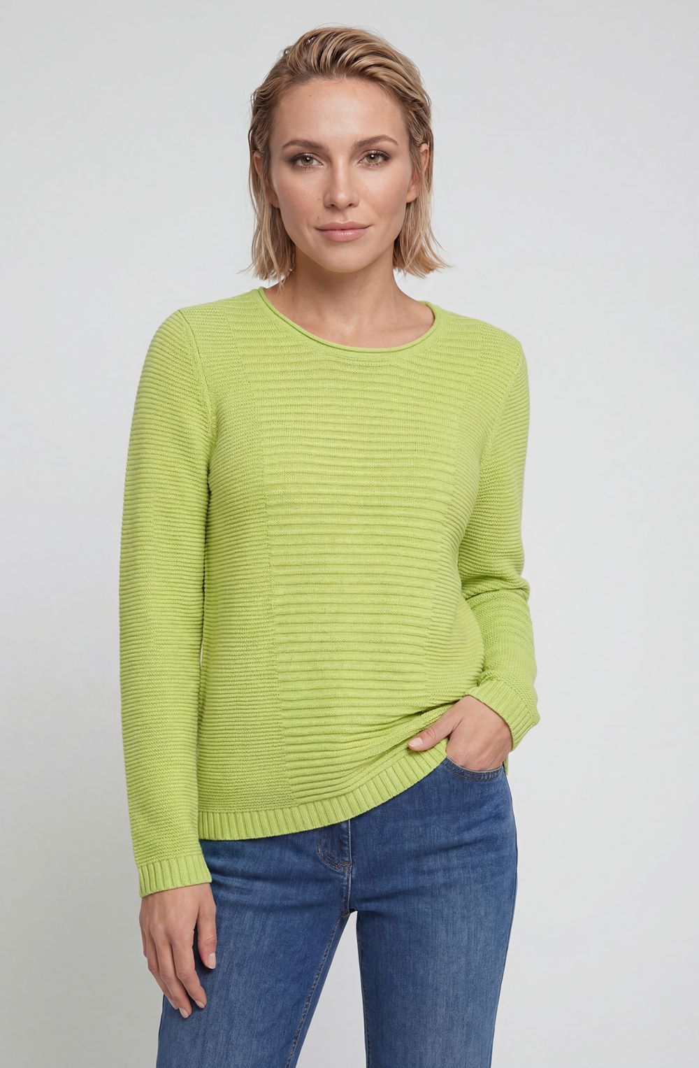 Wild Lime Horizontal Ribbed Knit Henny Jumper