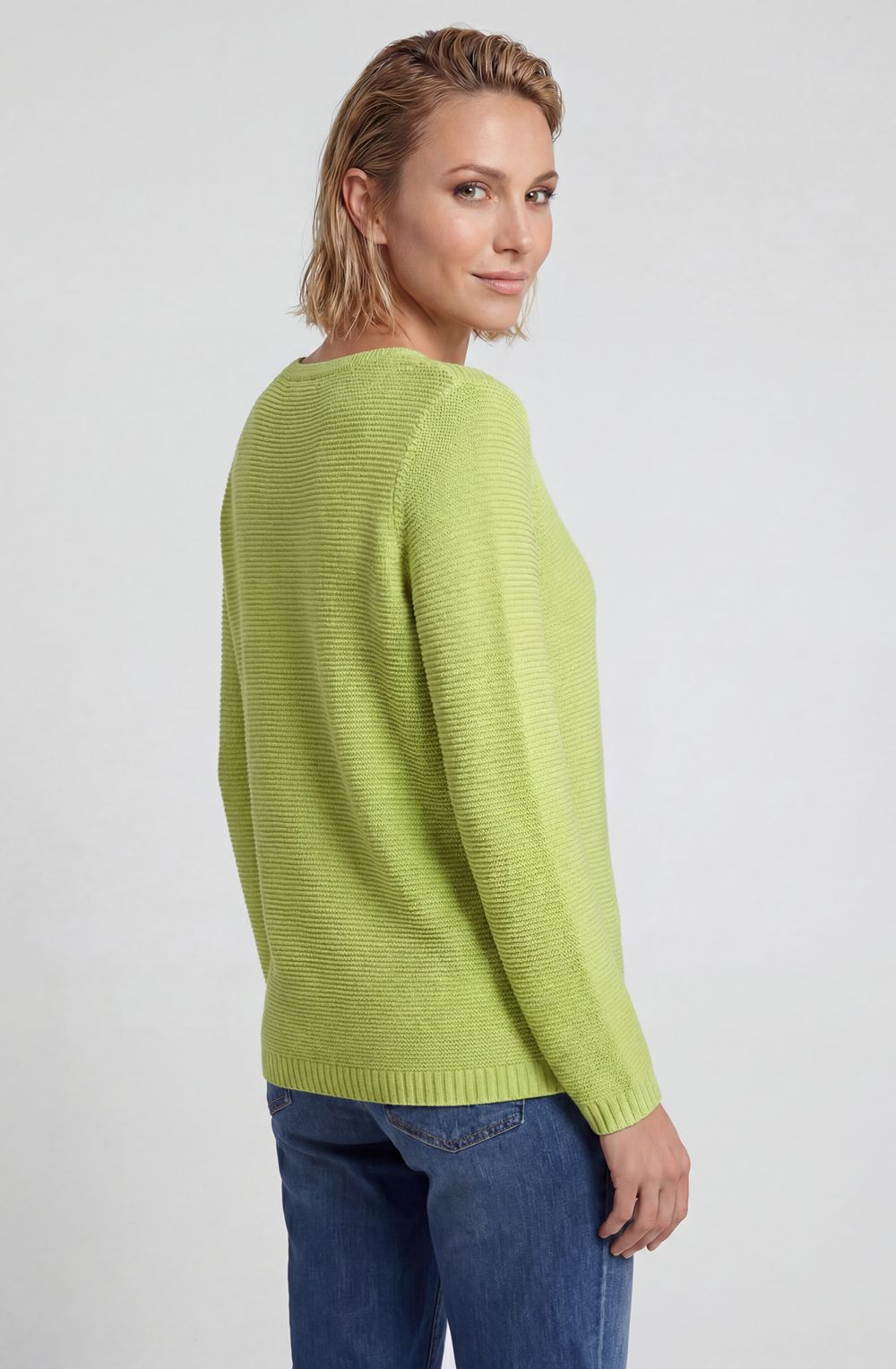 Wild Lime Horizontal Ribbed Knit Henny Jumper