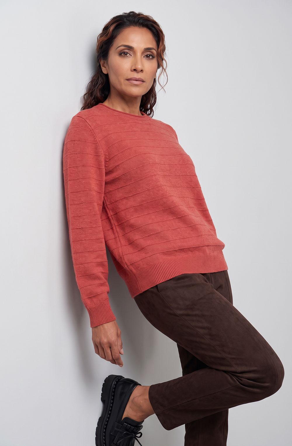 Sienna Red Textured Knit Henny Jumper