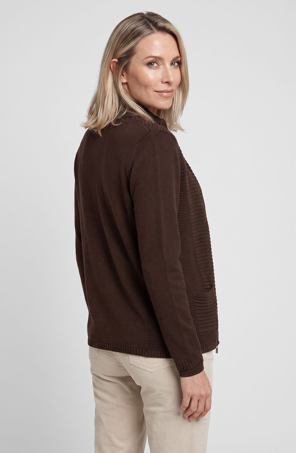 Coffee Bean High Neck Eva Cardigan