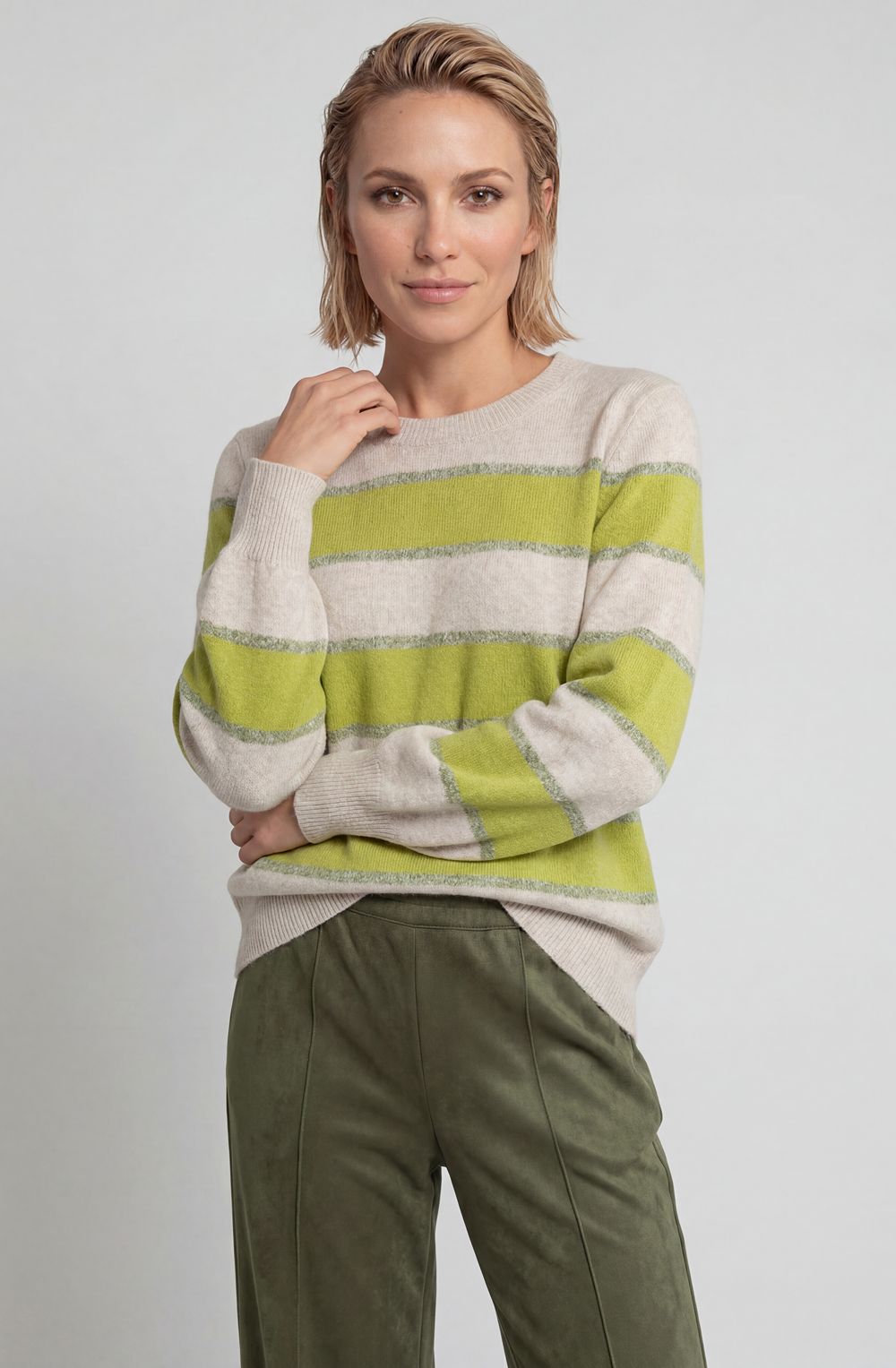 Wild Lime Striped Relaxed Fit Henny Jumper