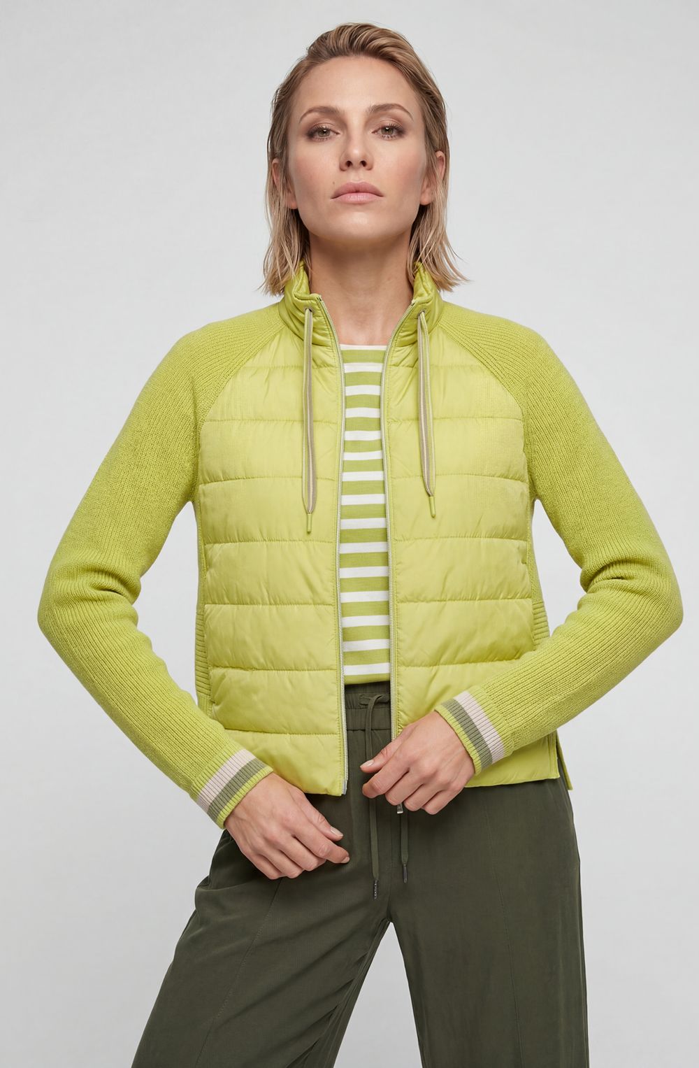 Wild Lime Quilted and Knitted Henny Jacket