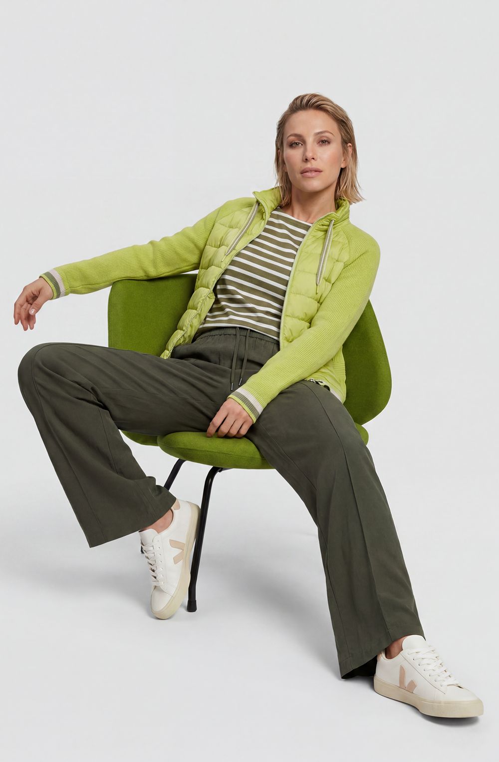 Wild Lime Quilted and Knitted Henny Jacket
