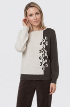 Almond Beige Animal Print Colour Block Henny Jumper