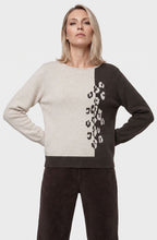 Almond Beige Animal Print Colour Block Henny Jumper