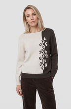 Almond Beige Animal Print Colour Block Henny Jumper