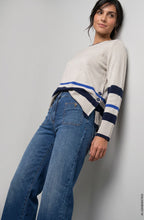 Almond Beige Melange and Ink Blue Button Detail Henny Jumper