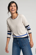 Almond Beige Melange and Ink Blue Button Detail Henny Jumper