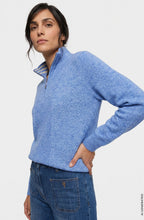 Cobalt Melange High Neck Quarter Zip Henny Jumper