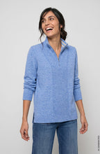 Cobalt Melange High Neck Quarter Zip Henny Jumper