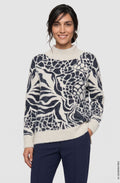 Ink Blue Patterned Fluffy Knit Cora Jumper
