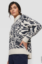 Ink Blue Patterned Fluffy Knit Cora Jumper