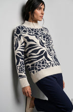 Ink Blue Patterned Fluffy Knit Cora Jumper