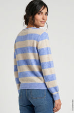 Cobalt Melange Striped Round Neck Jumper