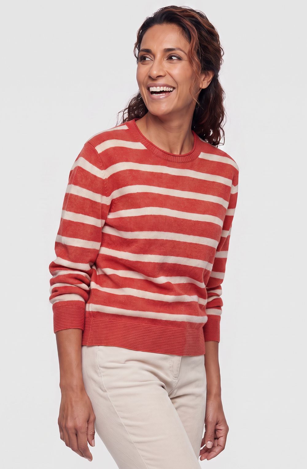 Sienna Red Striped Round Neck Henny Jumper