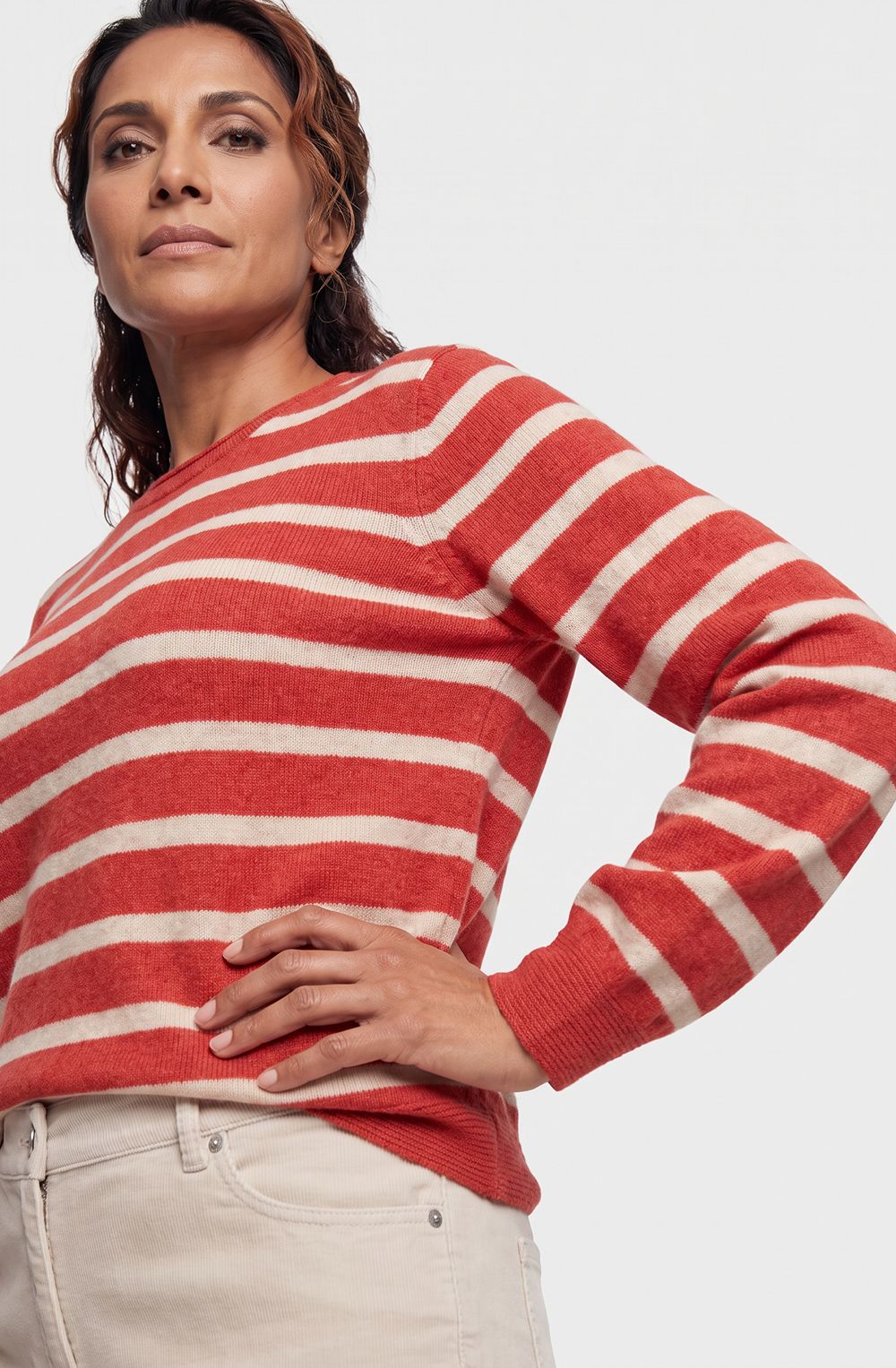 Sienna Red Striped Round Neck Henny Jumper
