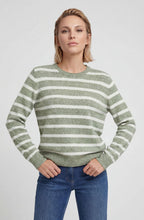 Moss Green Striped Round Neck Henny Jumper
