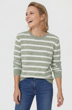 Moss Green Striped Round Neck Henny Jumper