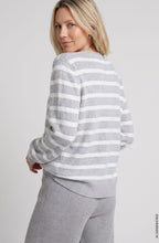 Pearl Grey Melange Striped Round Neck Henny Jumper