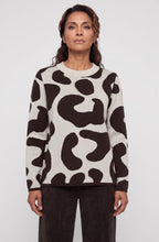 Almond Beige and Coffee Bean Bold Print Henny Jumper