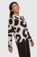 Almond Beige and Coffee Bean Bold Print Henny Jumper