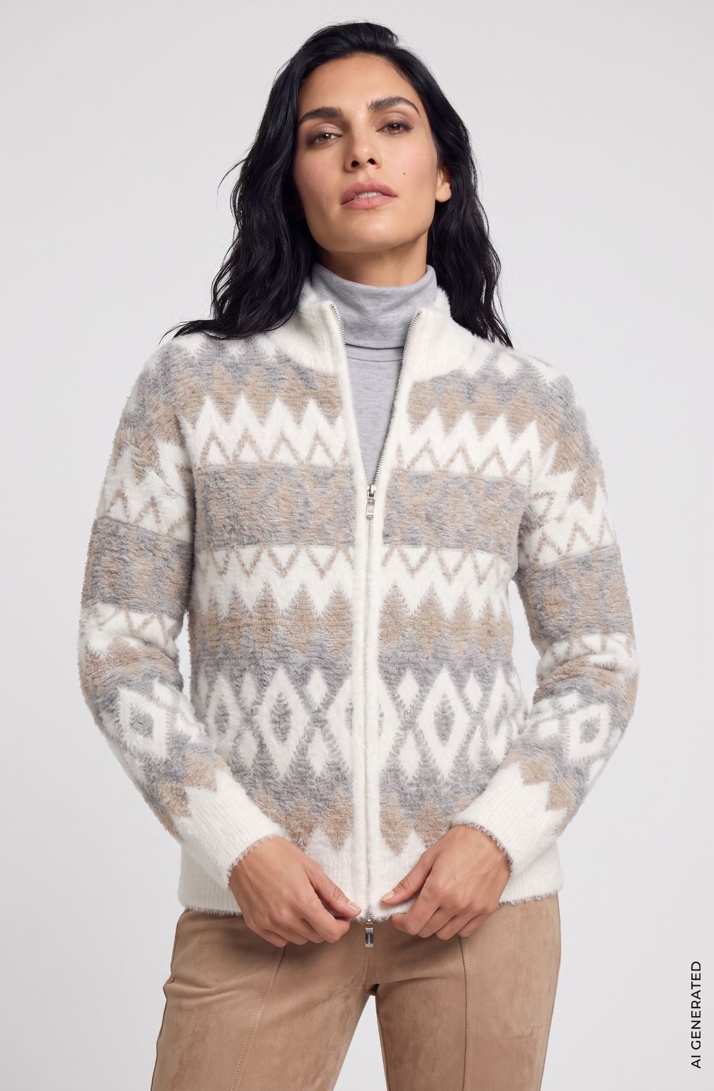 Pearl Grey Melange Fluffy Henny Cardigan