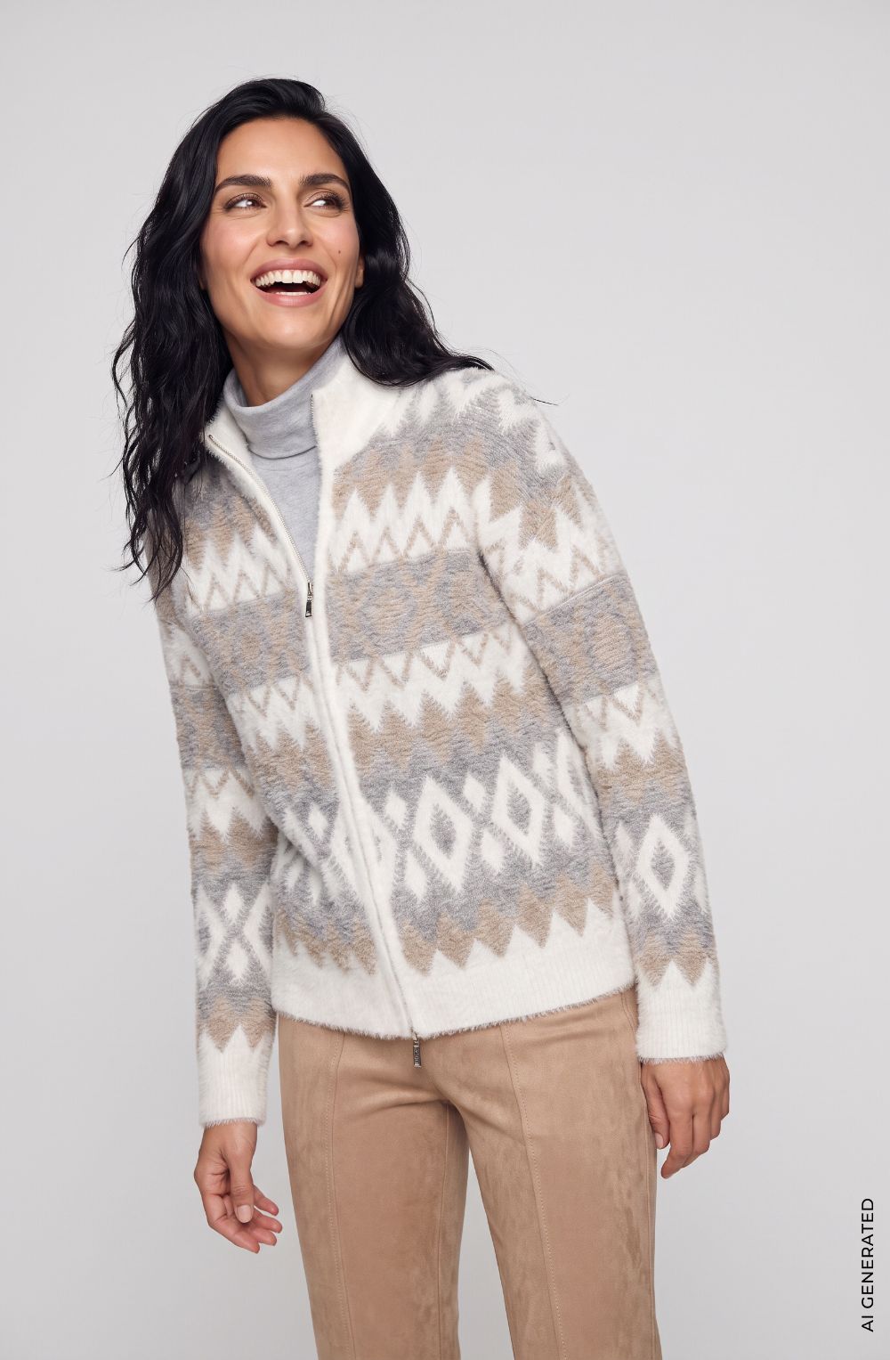 Pearl Grey Melange Fluffy Henny Cardigan