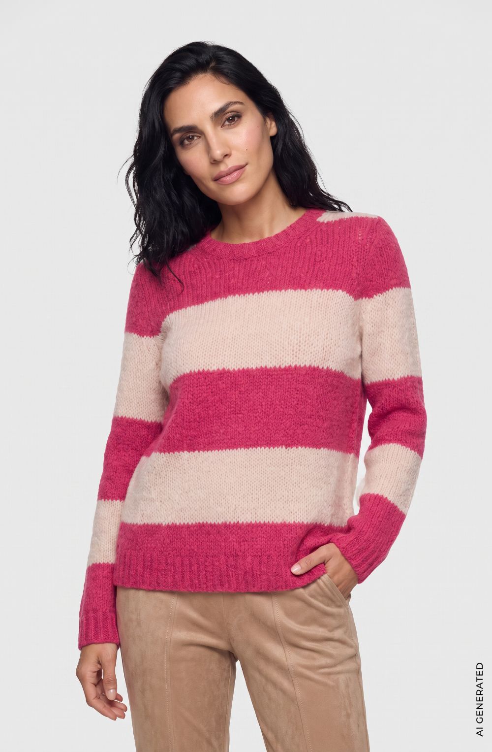 Redberry Stripe Chunky Knit Oversized Cora Jumper