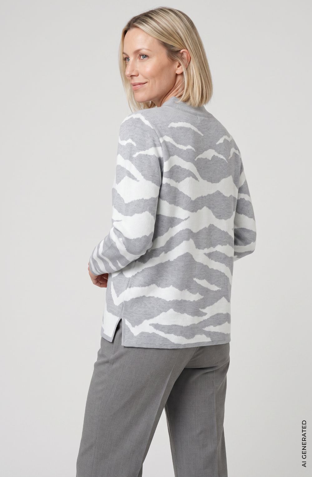 Pearl Grey Abstract Zebra Design Jumper