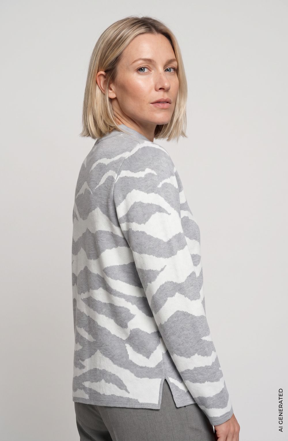 Pearl Grey Abstract Zebra Design Jumper