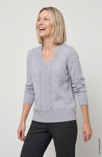 Pearl Grey Melange V-Neck Henny Jumper